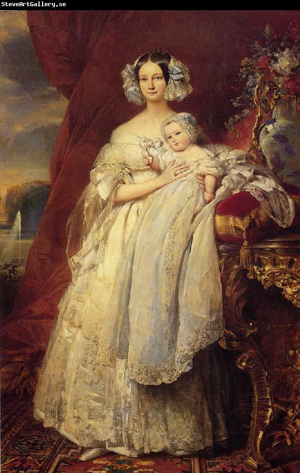 Franz Xaver Winterhalter Helene Louise Elizabeth de Mecklembourg Schwerin, Duchess D'Orleans with Prince Louis Philippe Alber